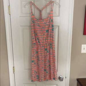 Coral and Teal Striped Racerback Sundress